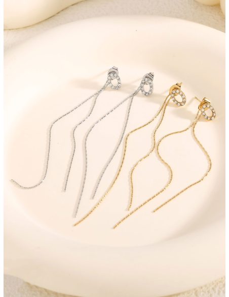 Pendientes cadena larga con circonitas