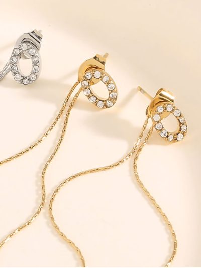 Pendientes cadena larga con circonitas 2