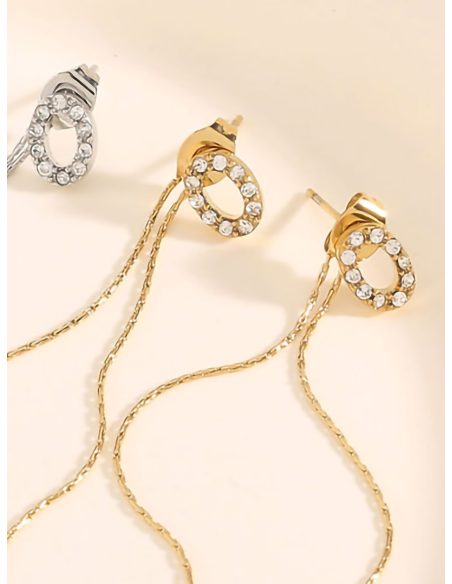 Pendientes cadena larga con circonitas