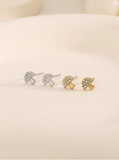 Orecchini mini fungo con zirconi