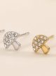 Boucles d'oreilles mini champignon avec zirconias