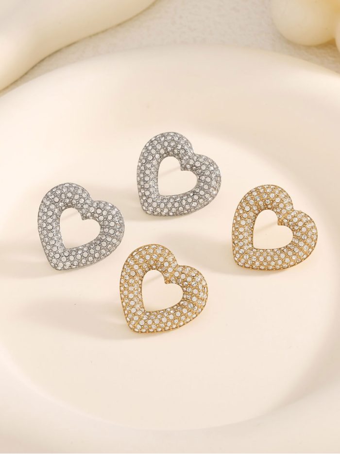 Pendientes corazón con circonitas