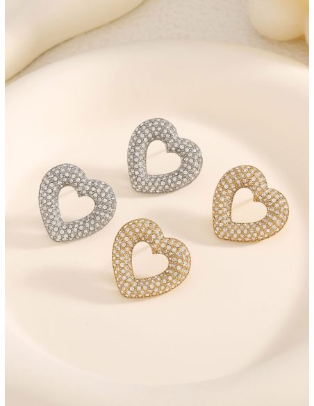 Pendientes corazón con circonitas