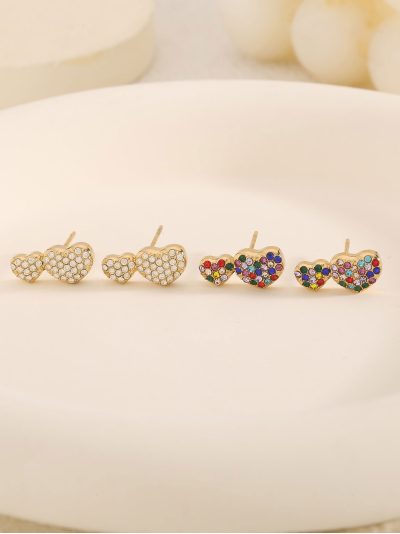 Pendientes corazones con circonitas