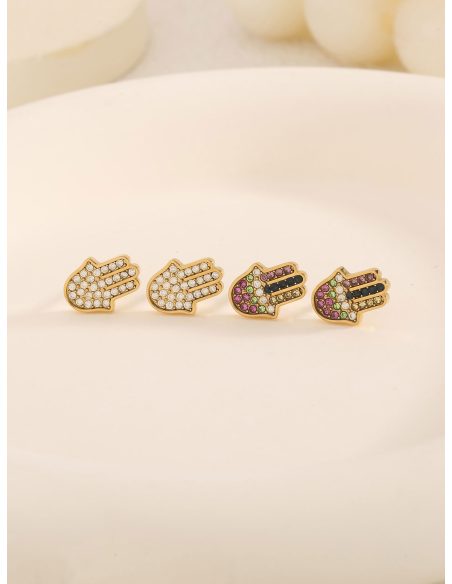 Ohrringe Hand der Fatima mit Zirkonia