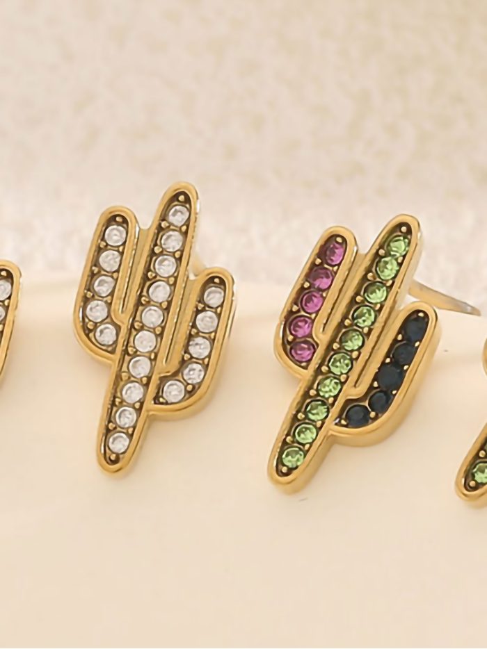 Boucles d'oreilles cactus avec zircones