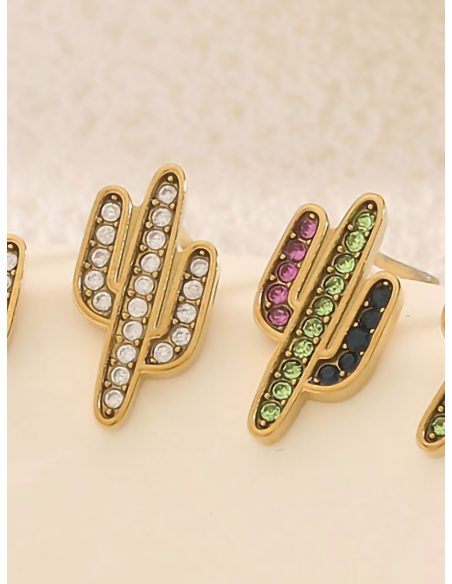 Boucles d'oreilles cactus avec zircones