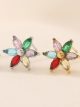 Pendientes flores con circonitas de color
