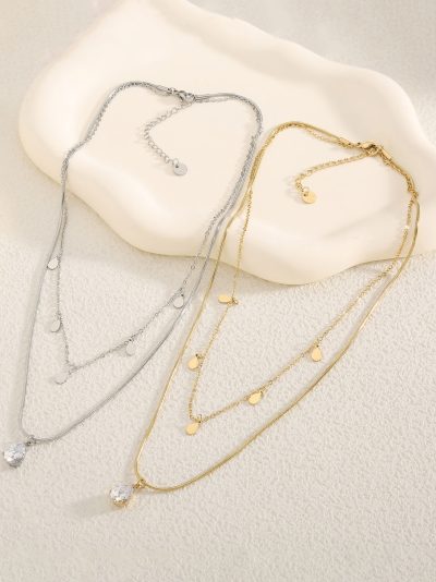 Collar doble colgante con circonita