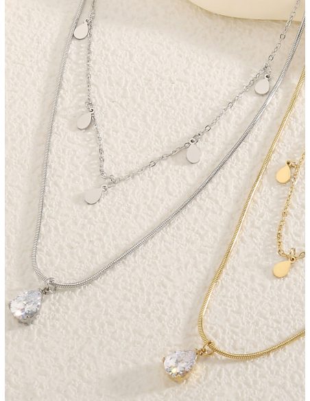 Doppel-Halskette mit Zirkonia-Anhänger