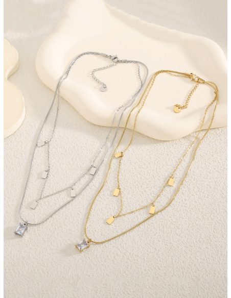 Collar doble colgante con circonita