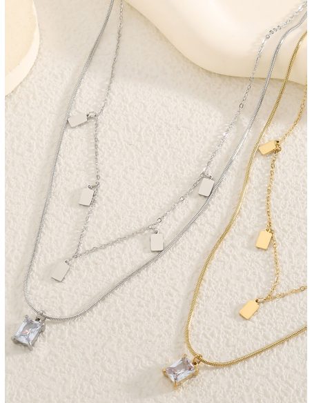 Collar doble colgante con circonita