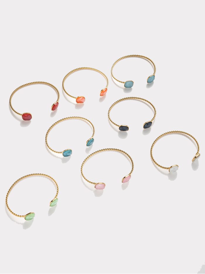 Pulsera abierta cabujones color