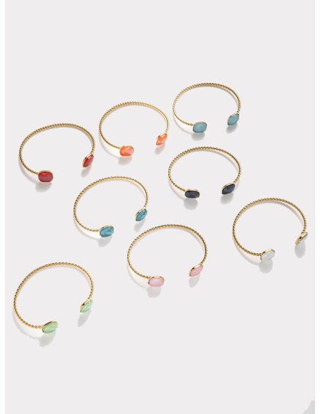 Pulsera abierta cabujones color