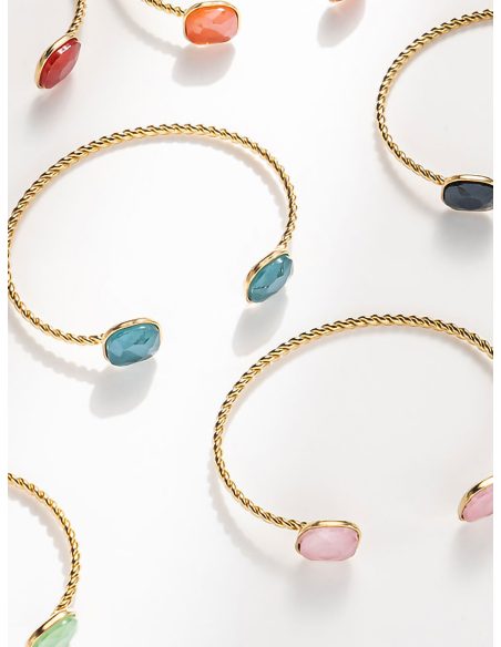 Pulsera abierta cabujones color