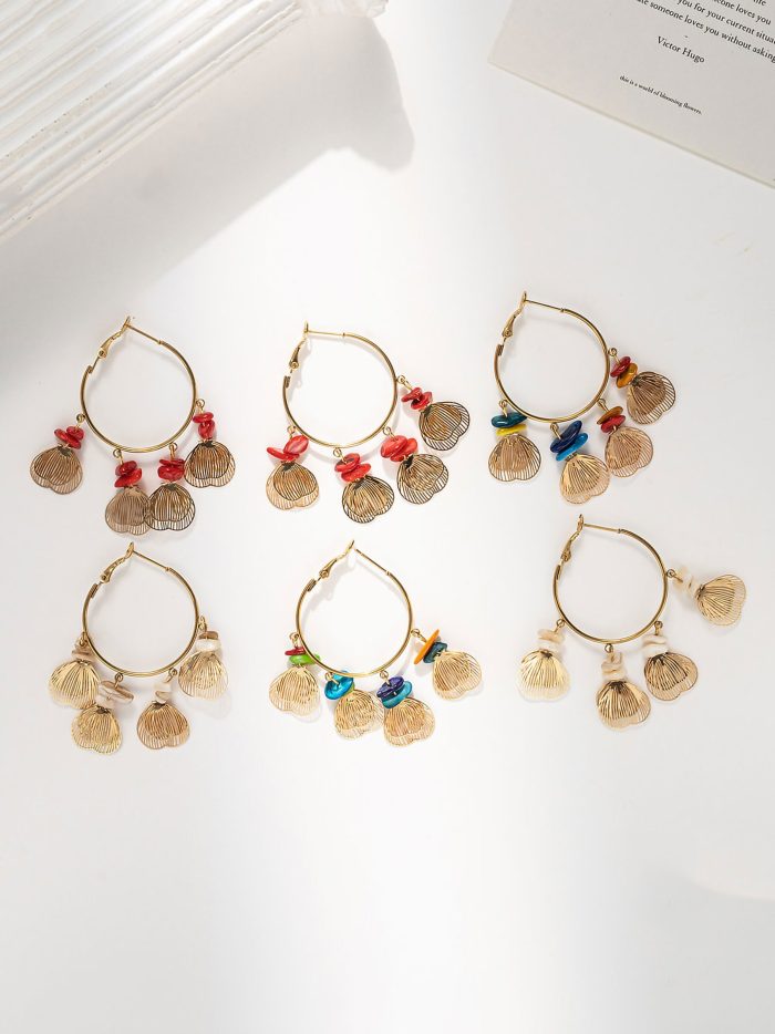 Pendientes aro colgante abalorios