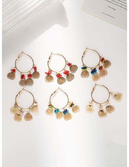 Pendientes aro colgante abalorios