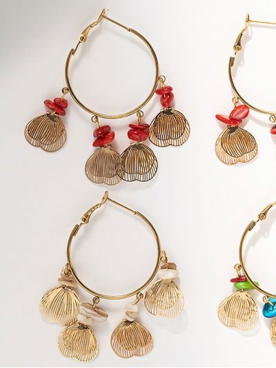 Pendientes aro colgante abalorios 2