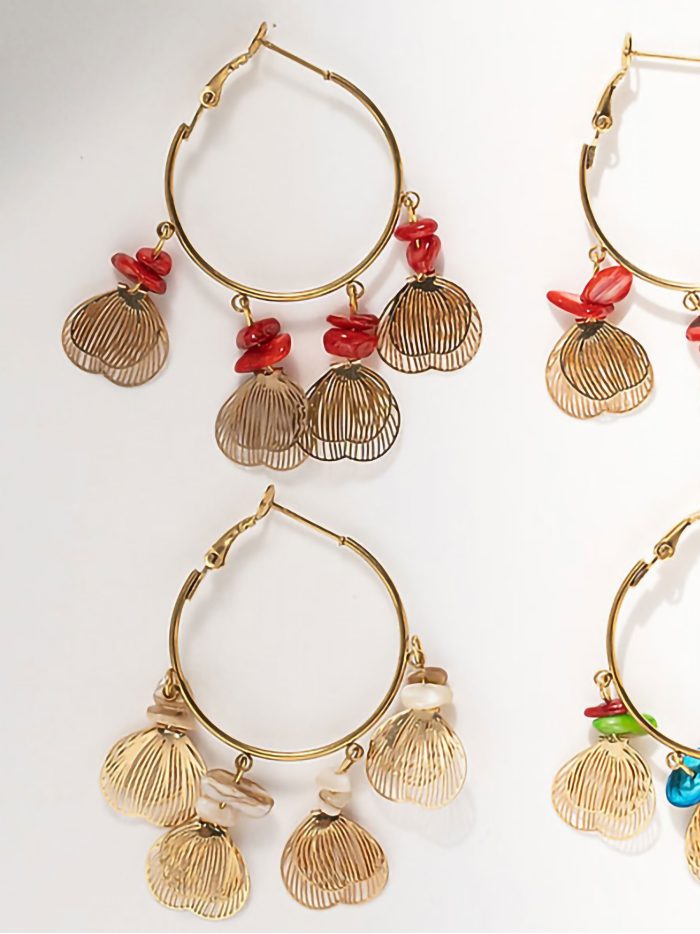 Pendientes aro colgante abalorios