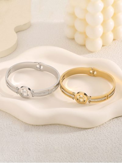 Pulsera rígida aro central con circonita