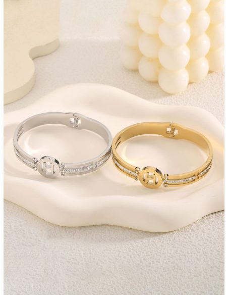 Pulsera rígida aro central con circonita