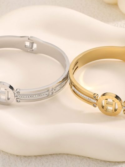 Pulsera rígida aro central con circonita 2