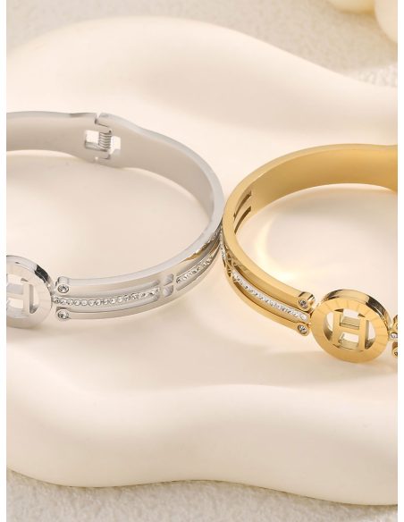 Pulsera rígida aro central con circonita