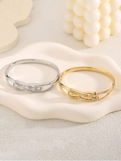 Pulsera rígida trenzado con circonita