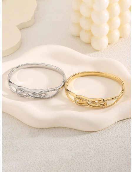 Pulsera rígida trenzado con circonita