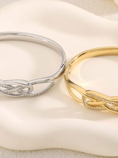 Pulsera rígida trenzado con circonita 2