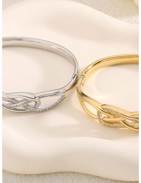 Pulsera rígida trenzado con circonita