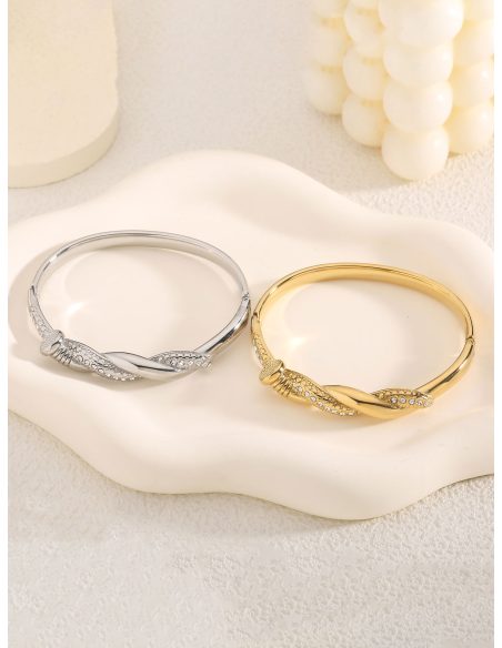 Pulsera rígida trenzado con circonita