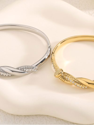 Pulsera rígida trenzado con circonita 2