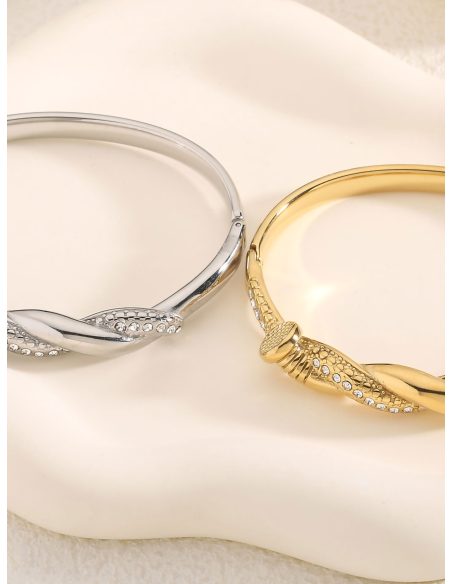 Pulsera rígida trenzado con circonita