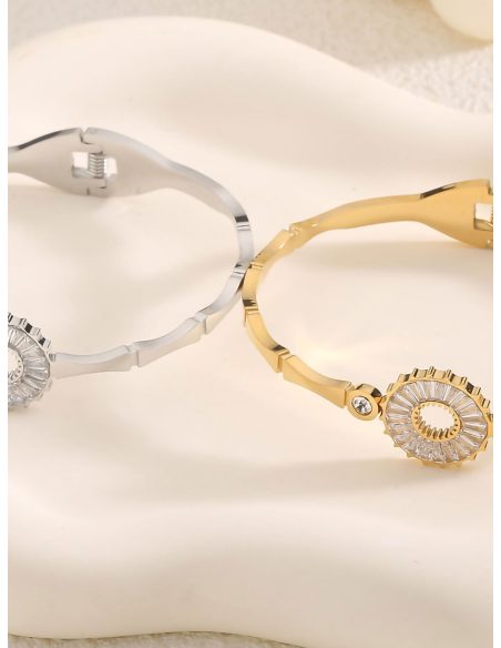 Pulsera rígida medallón con circonita