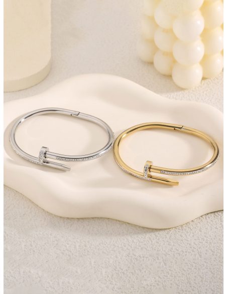 Pulsera rígida clavo con circonitas