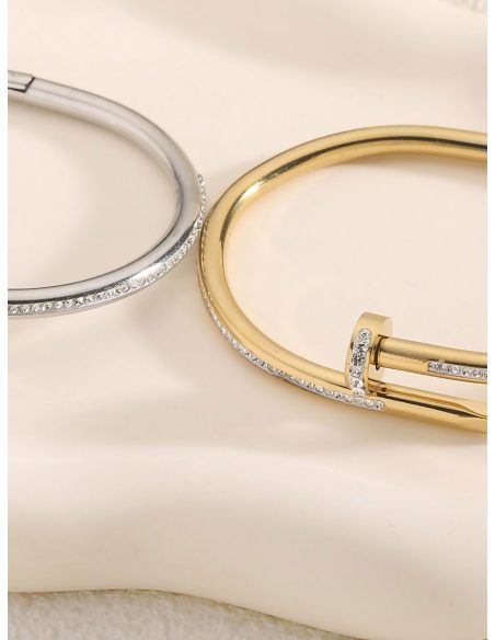 Pulsera rígida clavo con circonitas