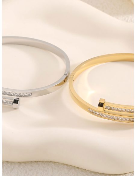 Pulsera rígida tornillo con circonitas