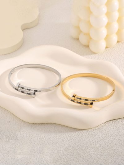 Pulsera rígida tornillo con circonitas