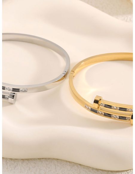 Pulsera rígida tornillo con circonitas