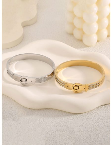 Pulsera rígida hebilla con circonitas