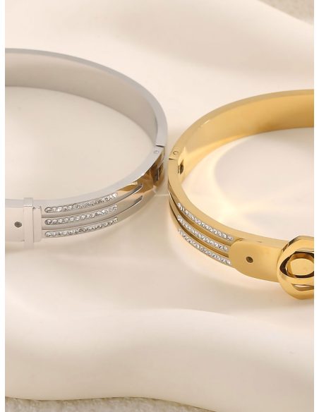 Pulsera rígida hebilla con circonitas