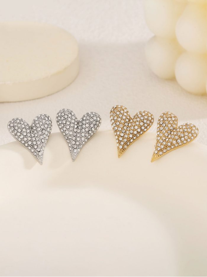 Pendientes corazón con circonitas