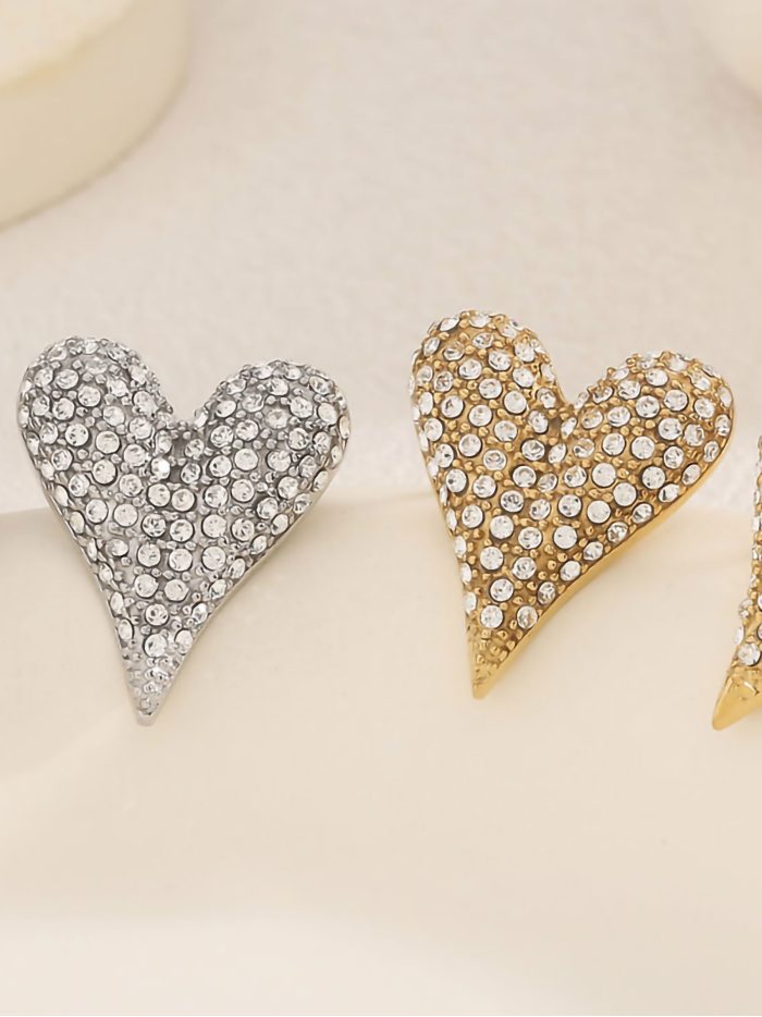 Pendientes corazón con circonitas