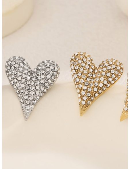 Pendientes corazón con circonitas