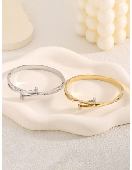 Pulsera rígida tornillo con circonitas