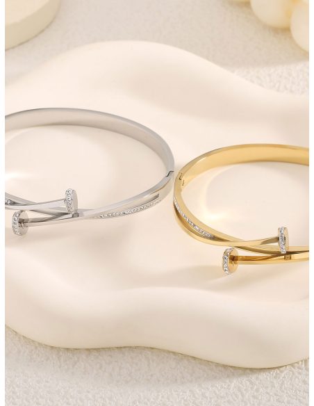 Pulsera rígida tornillo con circonitas