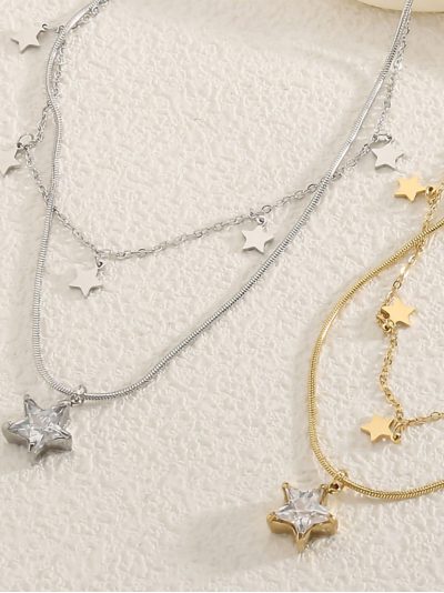 Collar doble estrella con circonita 2