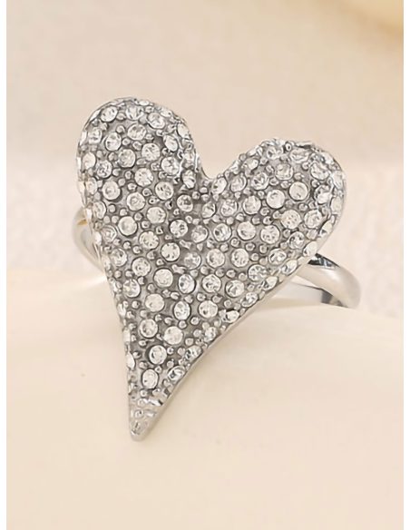 Anillo corazón con circonitas