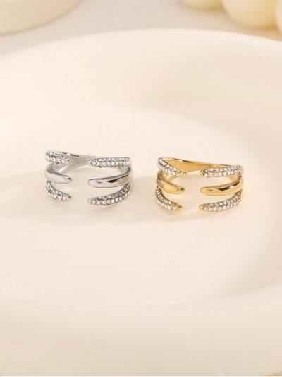 Anillo triple banda con circonitas